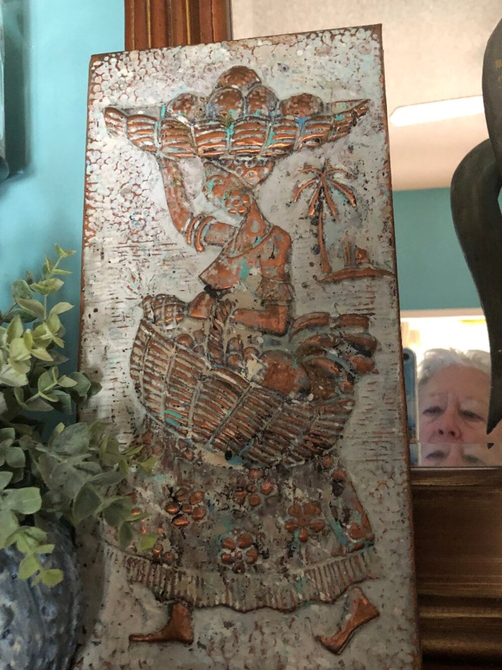 Vintage Copper repousse' Brazillian Folk Art Wall Placque